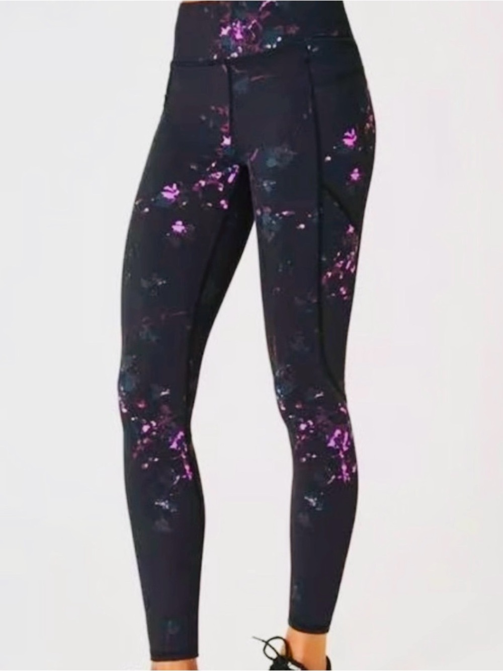 Sweaty Betty 7/8 Leggings with Pink & Teal Splatter - Size XS, Like New